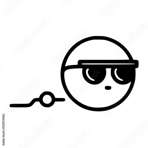 Cool, minimalist cartoon character with sunglasses and a connecting line.