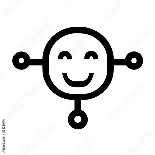 Smiling, connected emoticon graphic design.
