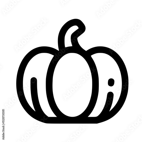 Simple line drawing of a pumpkin with a curved stem and plump body.