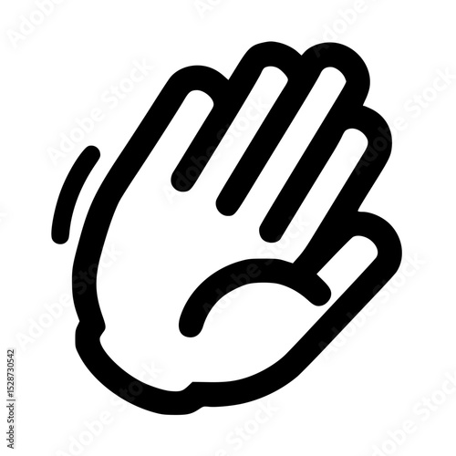 A stylized hand waving goodbye, a simple farewell gesture.