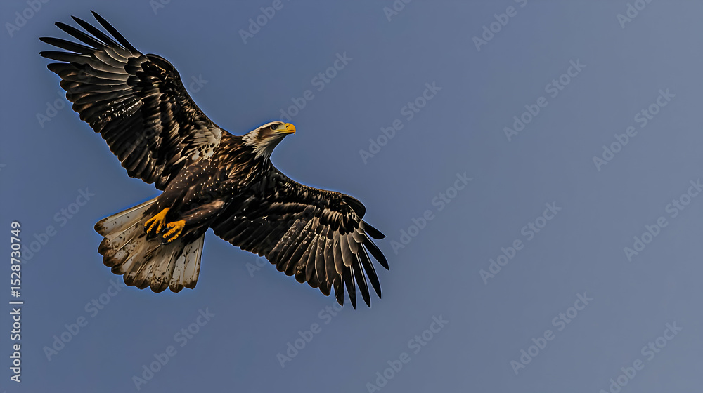Fototapeta premium Majestic Eagle Soaring Against Blue Sky