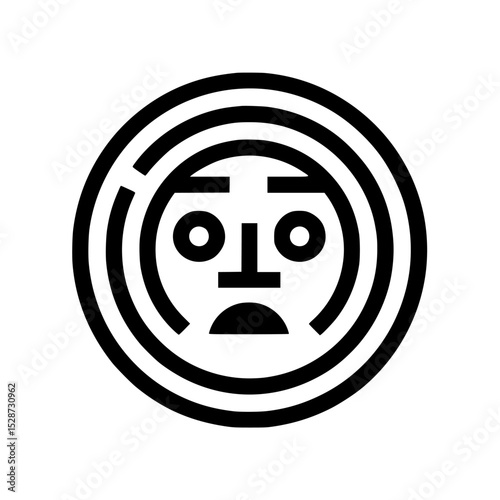 Abstract, stylized illustration of a circular face with concentric rings, a minimalist design.