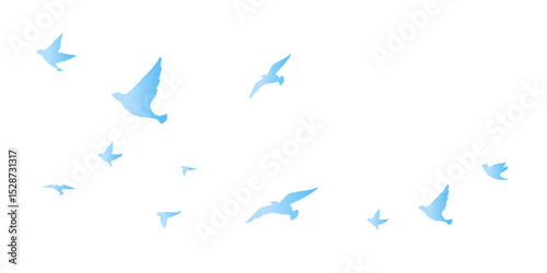大空を飛ぶ鳥のシルエットのフレームイラスト　背景イラスト