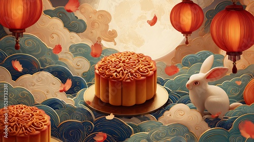Mid-Autumn Festival Mooncakes and White Rabbit