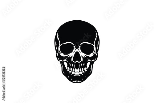 Skull illustration with creepy hollow eyes vector art illustration