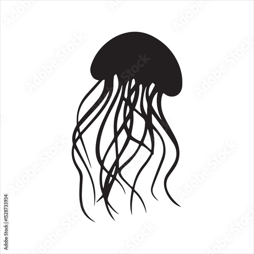 Jellyfish Silhouette Vector Icon