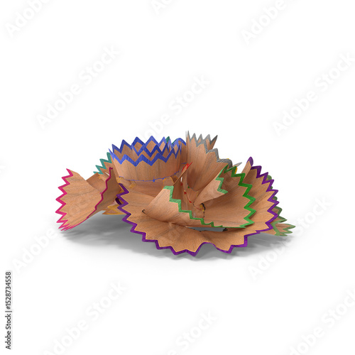 Colorful Pencil Shavings Isolated on Transparent Background