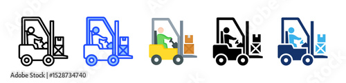 Forklift Icon Collection With Multiple Styles