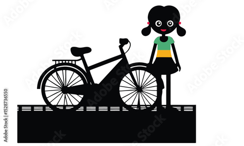 Cyclists characters. Fun active woman, cyclist ride bicycle outdoor .