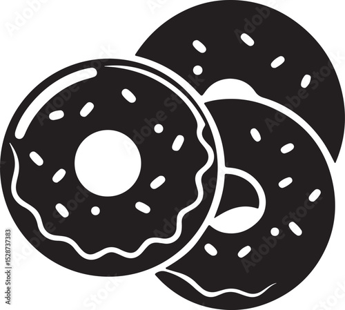 candy donuts silhouette, black and white silhouette, vector and illustration
