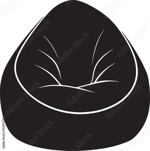 bean bag chair silhouette, black and white silhouette, vector and illustration