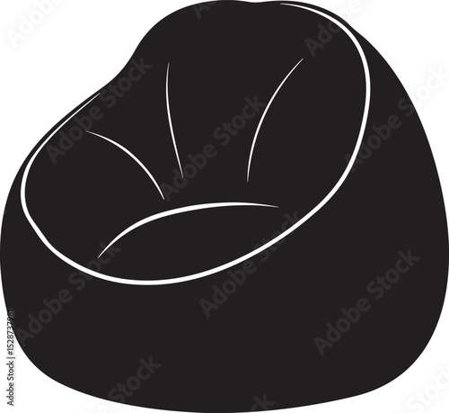 bean bag chair silhouette, black and white silhouette, vector and illustration