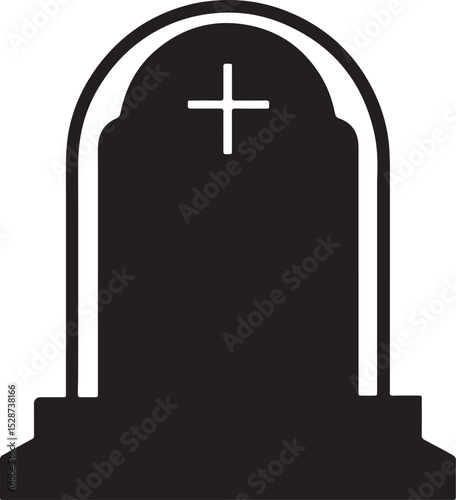 headstone silhouette, black and white silhouette, vector and illustration