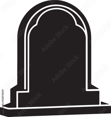 headstone silhouette, black and white silhouette, vector and illustration