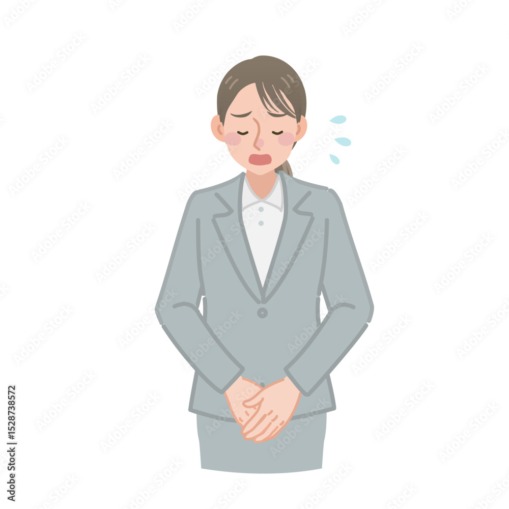 謝罪するビジネスウーマン 謝罪するビジネスウーマン