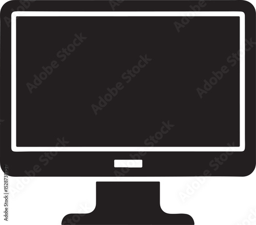 monitor silhouette, black and white silhouette, vector and illustration