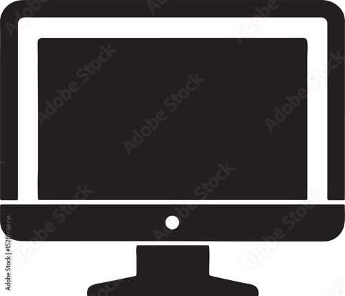 monitor silhouette, black and white silhouette, vector and illustration