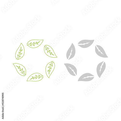 NATURAL PRODUCT LEAVES IN CIRCLE SIGN SYMBOL LOGO
