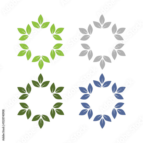 NATURAL PRODUCT LEAVES IN CIRCLE SIGN SYMBOL LOGO
