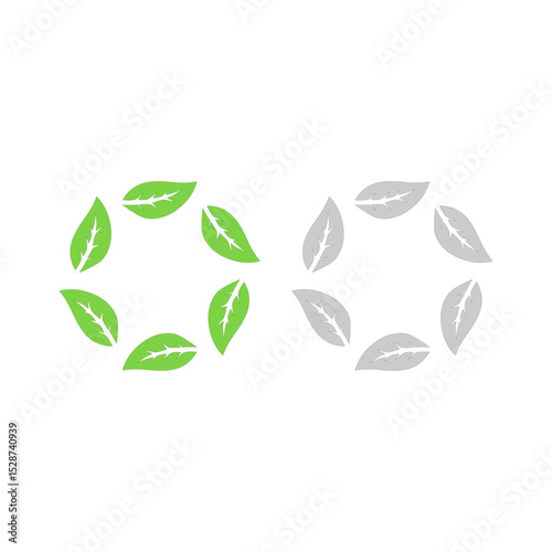 NATURAL PRODUCT LEAVES IN CIRCLE SIGN SYMBOL LOGO
