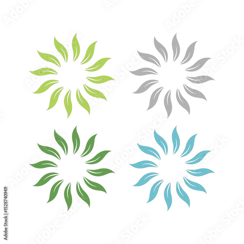 NATURAL PRODUCT LEAVES IN CIRCLE SIGN SYMBOL LOGO
