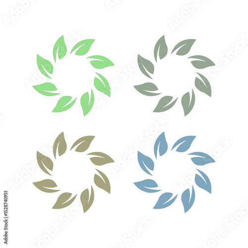 NATURAL PRODUCT LEAVES IN CIRCLE SIGN SYMBOL LOGO
