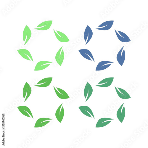 NATURAL PRODUCT LEAVES IN CIRCLE SIGN SYMBOL LOGO
