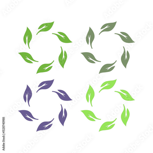 NATURAL PRODUCT LEAVES IN CIRCLE SIGN SYMBOL LOGO
