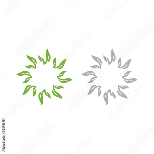 NATURAL PRODUCT LEAVES IN CIRCLE SIGN SYMBOL LOGO
