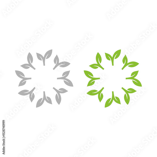 NATURAL PRODUCT LEAVES IN CIRCLE SIGN SYMBOL LOGO
