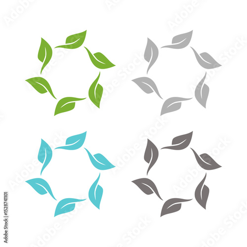NATURAL PRODUCT LEAVES IN CIRCLE SIGN SYMBOL LOGO
