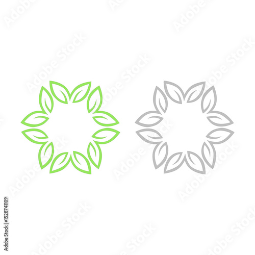 NATURAL PRODUCT LEAVES IN CIRCLE SIGN SYMBOL LOGO
