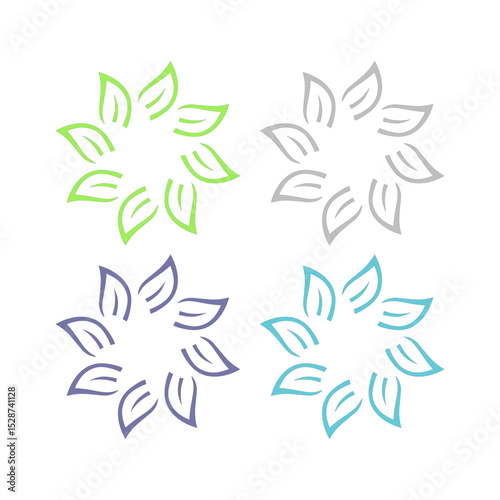 NATURAL PRODUCT LEAVES IN CIRCLE SIGN SYMBOL LOGO
