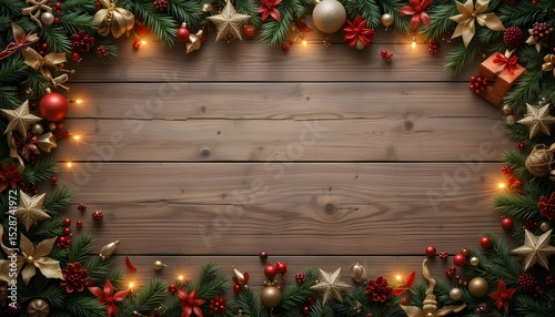 Festive Christmas Decor Background with Space for Holiday Message or Text