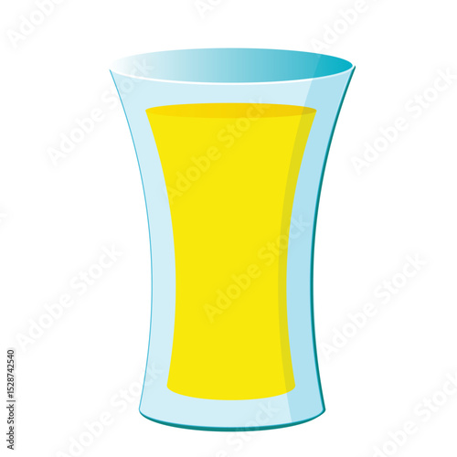 Limoncello shot glass vector illustration in flat cartoon style. Lemon liqueur image on isolated background. Italian traditional aperitif for bar and menu.