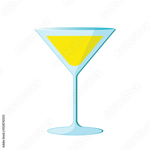 Limoncello spritz cocktail vector illustration in flat cartoon style. Image of lemon liqueur in a glass on isolated background. Italian traditional aperitif for bar and menu.