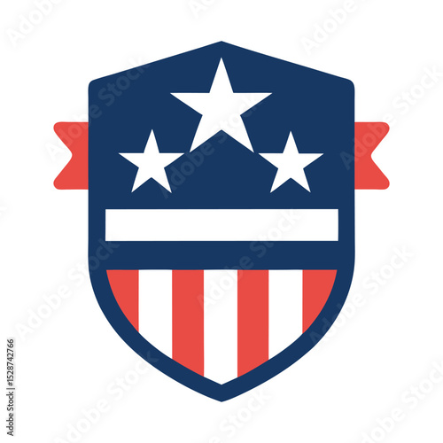 Vector shield design with bold star and red ribbon banner. Patriotic emblem for 9/11 tribute, memorial day, or national celebration of American unity and strength. Free Download Vector shield design with bold star and red ribbon banner. Patriotic emblem for 9/11 tribute, memorial day, or national celebration of American unity and strength. - GFXLoad