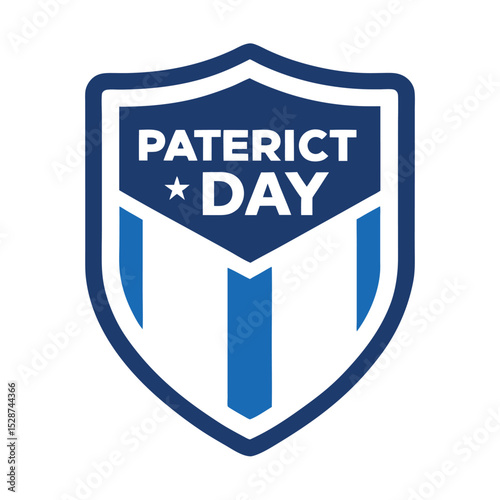 Patriot Day Shield Logo in Blue and White – Simple Vector Design Honoring September 11 and American National Pride
