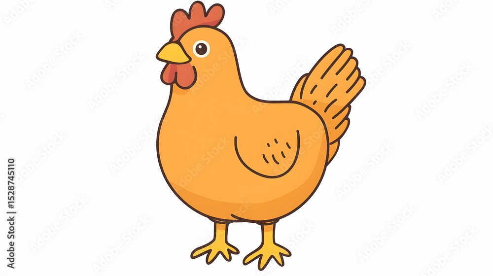 Naklejka premium Cartoon Orange Chicken Illustration
