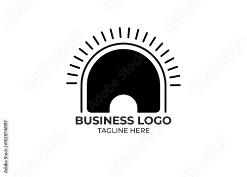 Design of the logo icon of the Sun Company. Editable, black and white vector