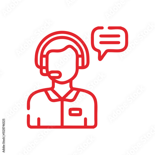 Call center agent with headset icon