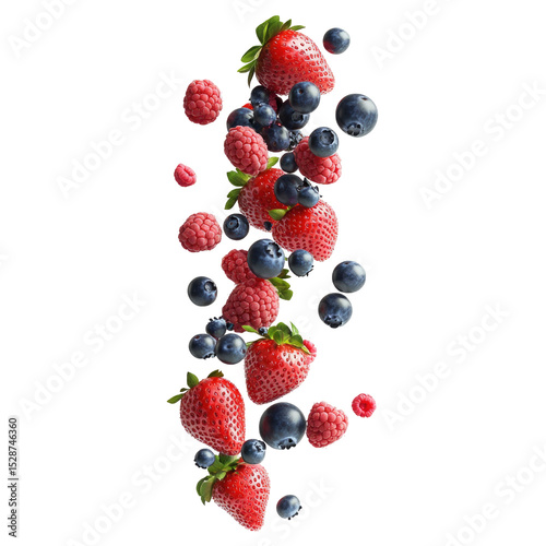 Fresh mixed berries falling background strawberry blueberry raspberry fruit diet food 86