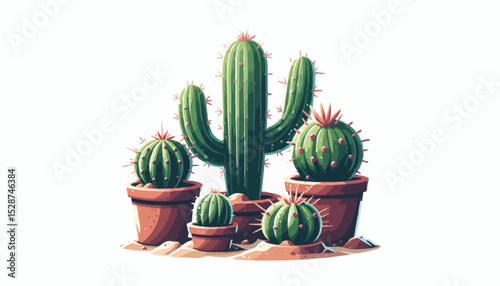Blooming cactus houseplant in a decorative pot