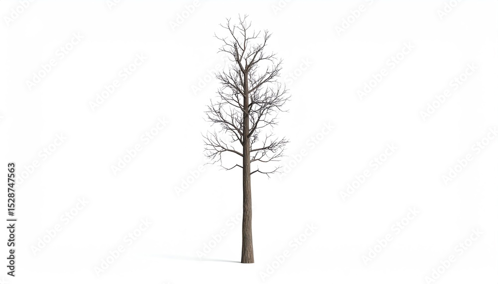 Obraz premium A captivating 3d rendering of a leafless tree isolated against a plain background depicting nature's dormant phase