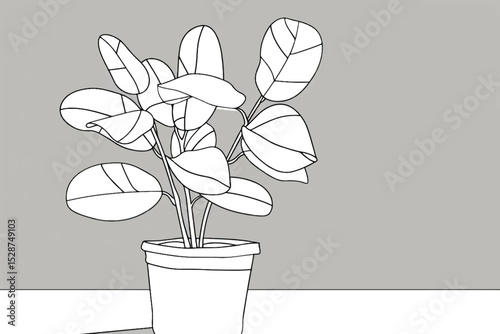 Continuous line drawing of a flower in a pot. Beautiful flower Isolated on a white background. Vector illustration