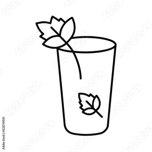 Refreshing mint drink line drawing illustration glass beverage