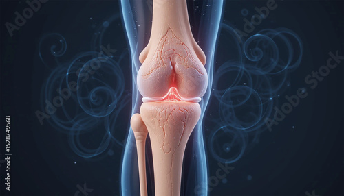 Human knee joint anatomy 3d medical illustration