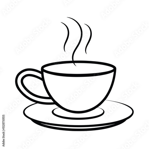 Hot coffee cup line drawing illustration simple design