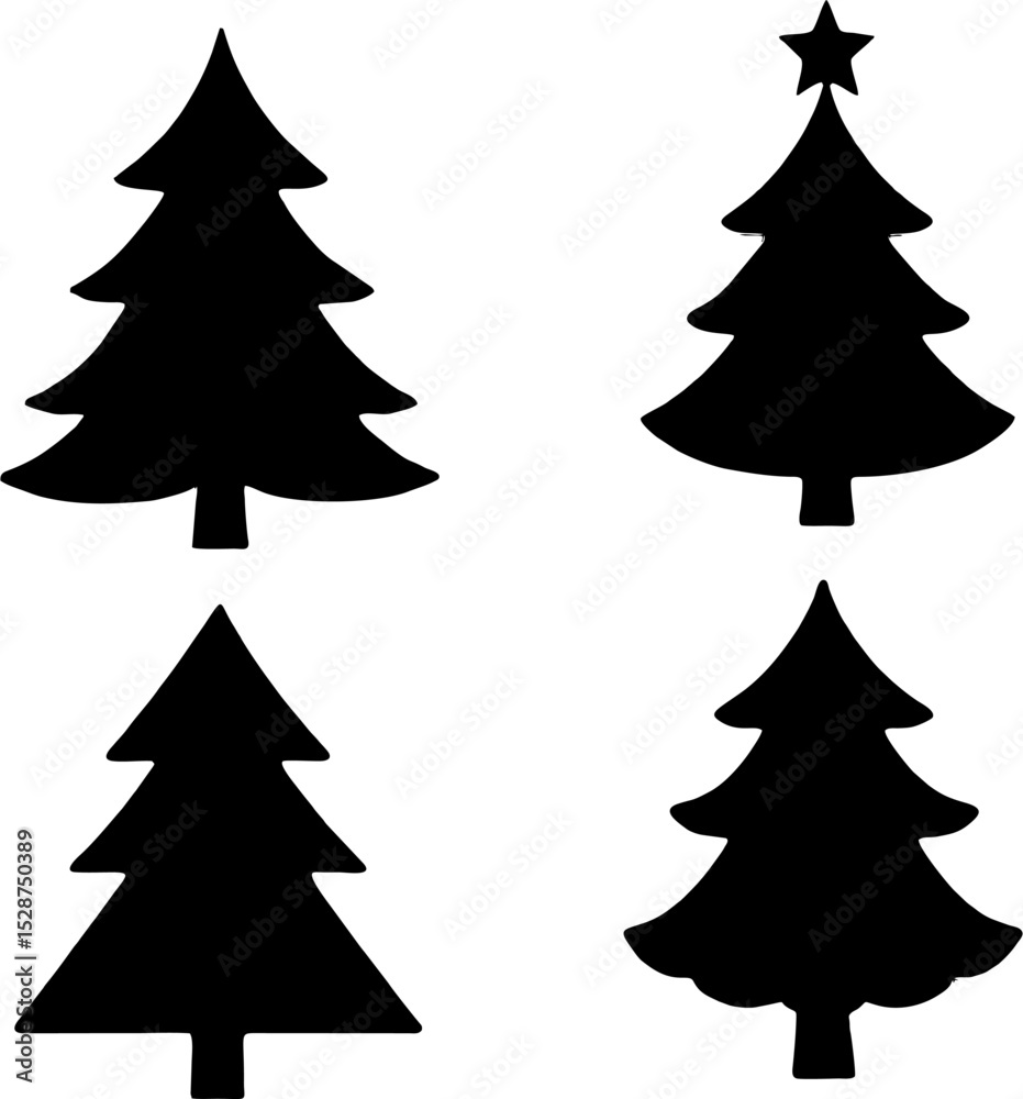 Obraz premium Collection of Minimalist Christmas Tree Silhouettes in Different Styles