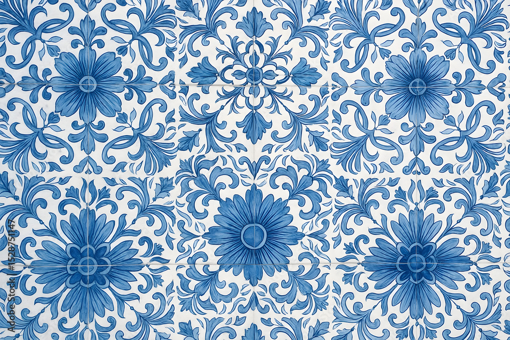 Seamless portuguese azulejo tile pattern vector design for background wallpaper and texture use Seamless portuguese azulejo tile pattern vector design for background wallpaper and texture use